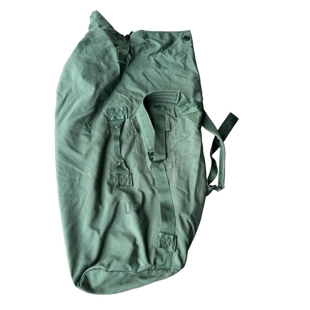 US Army green bag backpack Sea bag Duffle Bag Deployment‎ Hook Excellent
